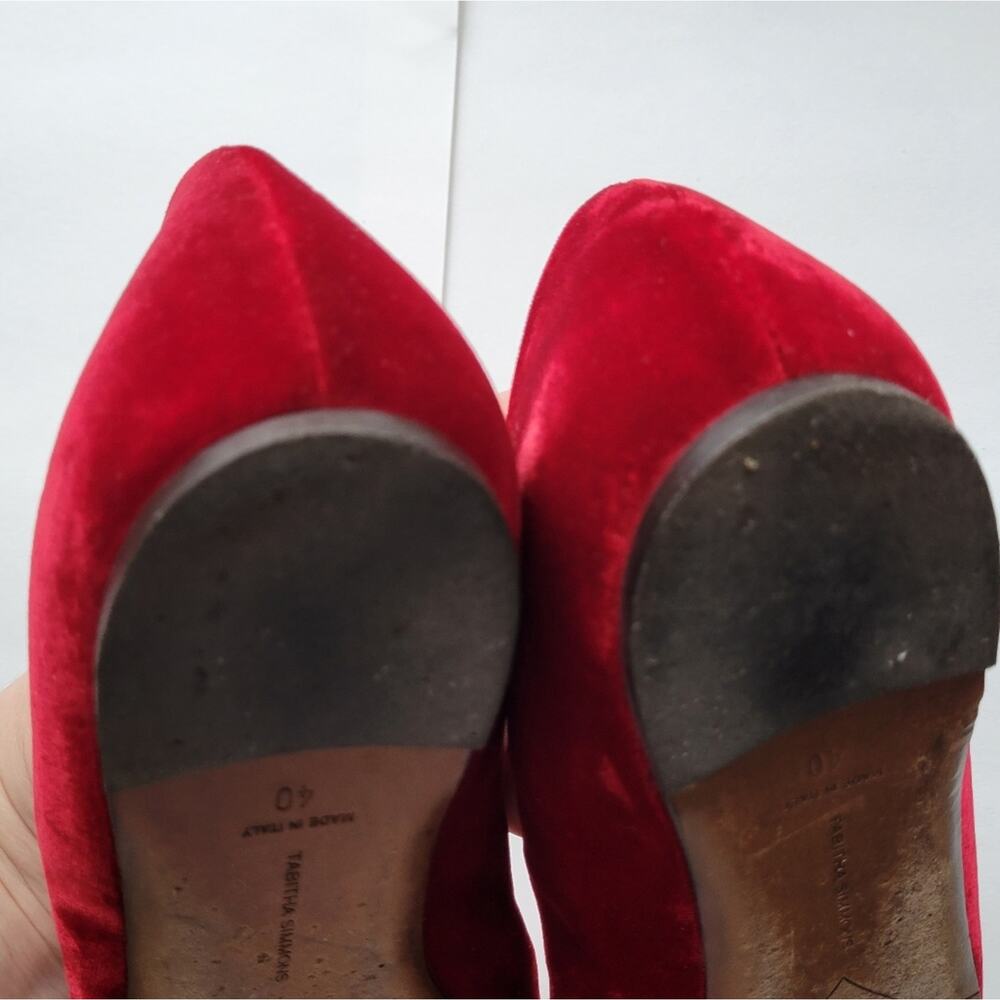 Tabitha Simmons Red Velvet Flats - Picture 10 of 13